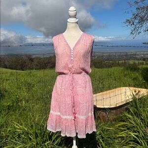 Alicia Bell Pink Silk Blend lace Sleeveless Mini dress Medium